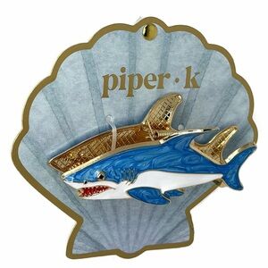 Piper K Shark Hair Claw Clip Blue White Gold